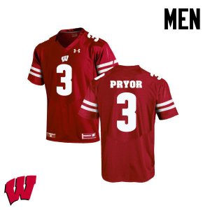 Men's Wisconsin Badgers NCAA #3 Kendric Pryor Red Authentic Under Armour Stitched College Football Jersey WY31C16BV